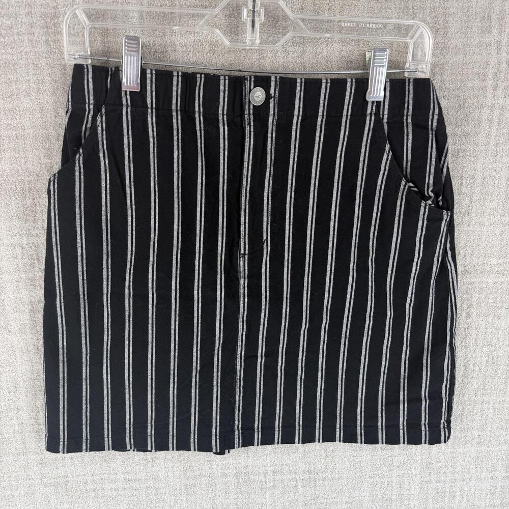 Hollister Skirt Womens M Black Straight & Pencil Short Twill Pockets Button